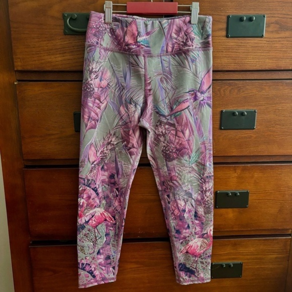 Girls' Pink Tropical Print Leggings